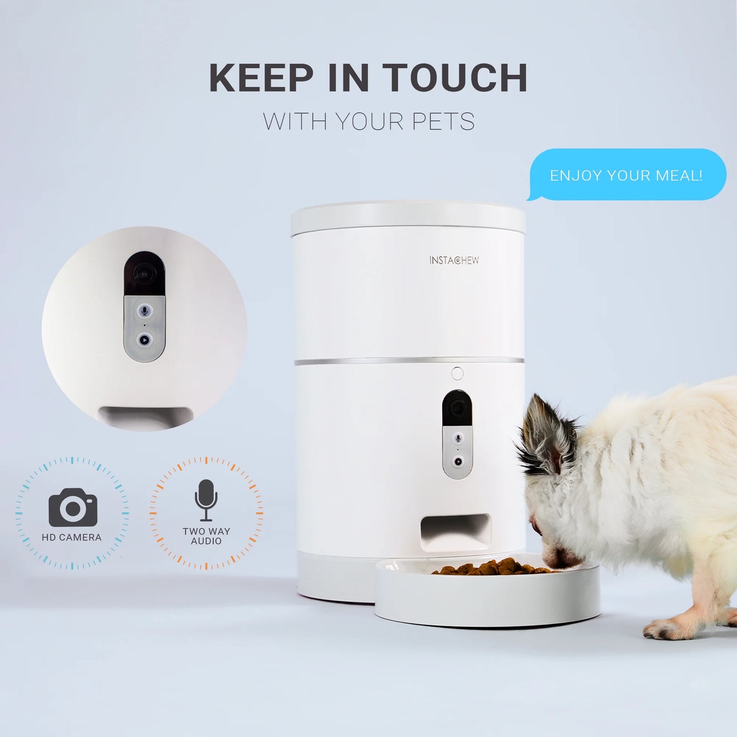 Purechew Automatic Pet Feeder with HD Camera, Smart Food Dispenser for Cats and Dogs, Portion Control, Programmable Treat Dispenser with Video Recording