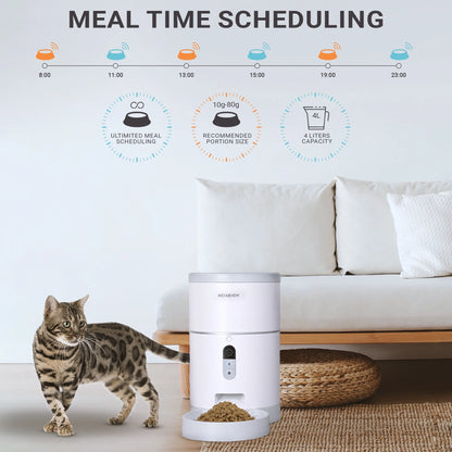 Purechew Automatic Pet Feeder with HD Camera, Smart Food Dispenser for Cats and Dogs, Portion Control, Programmable Treat Dispenser with Video Recording