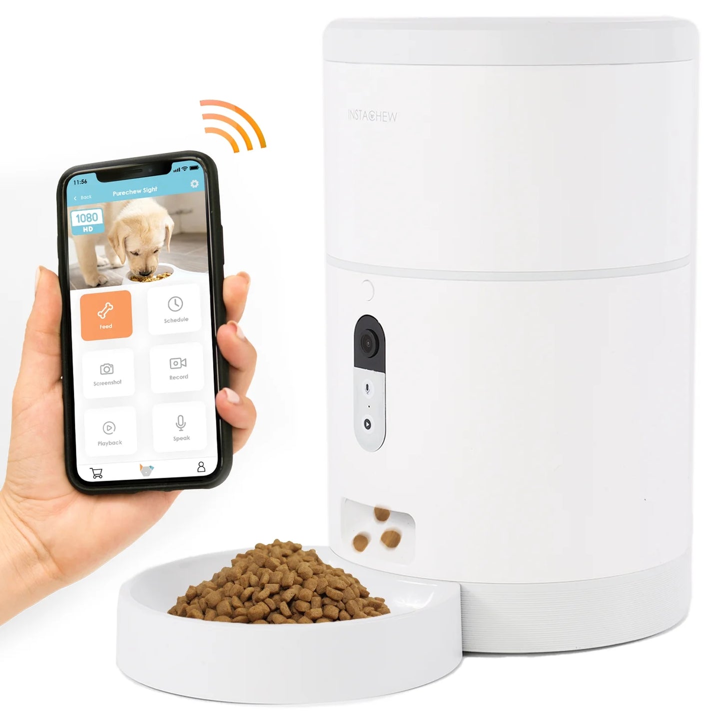Purechew Automatic Pet Feeder with HD Camera, Smart Food Dispenser for Cats and Dogs, Portion Control, Programmable Treat Dispenser with Video Recording