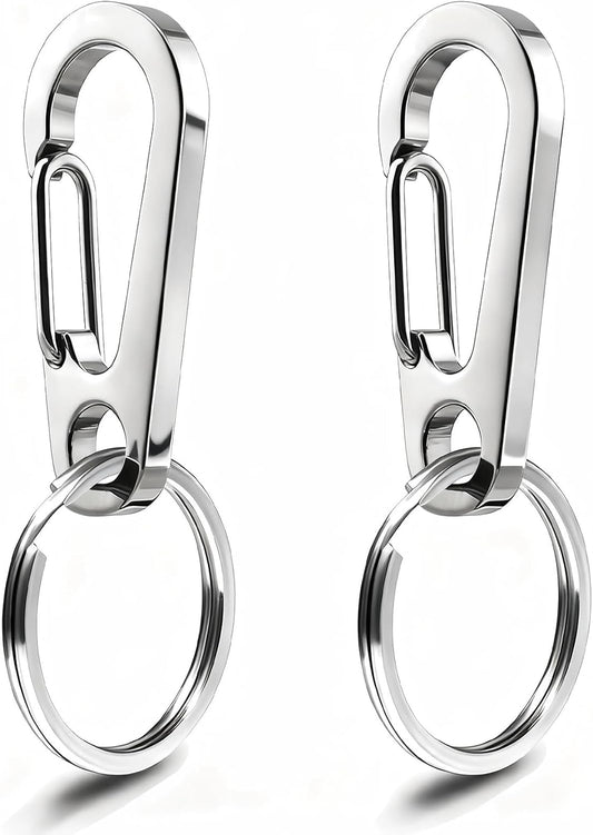 Dog Tag Clips / 2 Pack/Multiple Size 304 Stainless Steel Quick Clip with Rings/Easy Change Dog Cat ID Tag Holder for Small Pet Collars and Harnesses.(2 Large Silver)