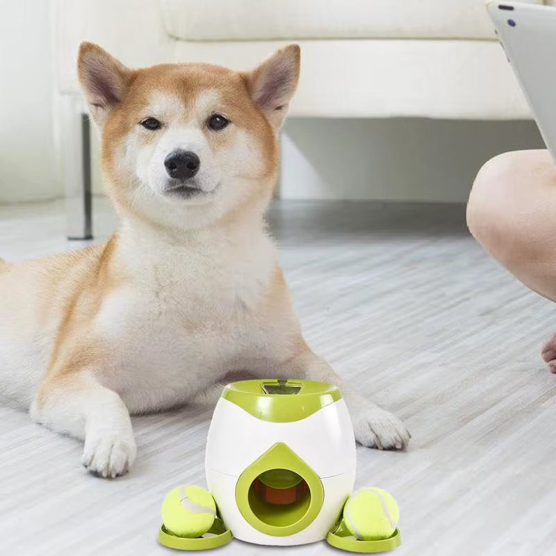 Automatic Ball Thrower for Dogs Interactive Treat Dispensing Ball Dog Toys Non-Electric Smart Feeder Thrower Machine for Indoor